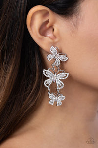 Paparazzi Fluttering Finale - White Earrings