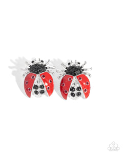 Paparazzi Lavish Ladybug - Red Earrings