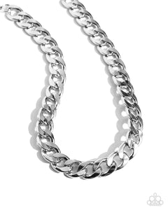 Paparazzi Action CURB - Silver Necklace