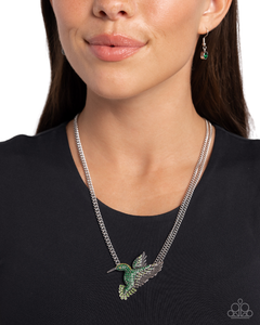 Paparazzi Hummingbird Headline - Green Necklace