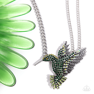 Paparazzi Hummingbird Headline - Green Necklace