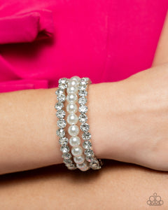 Paparazzi Grandiose Glitz - White Bracelet (2024 December Life Of The Party)