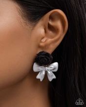 Load image into Gallery viewer, Paparazzi Rosette Rarity - Black Earrings
