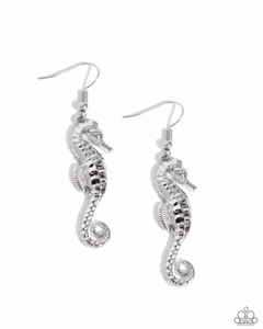 Paparazzi Sparkling Seahorse - Silver Necklace & Paparazzi Seahorse Sheen - Silver Earrings Set