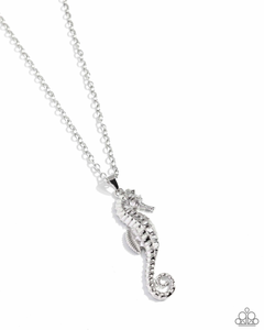 Paparazzi Sparkling Seahorse - Silver Necklace & Paparazzi Seahorse Sheen - Silver Earrings Set