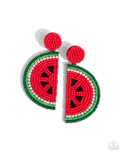 Paparazzi Watermelon Welcome - Red Earrings