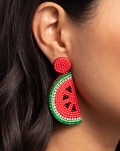 Paparazzi Watermelon Welcome - Red Earrings