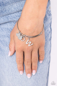 Paparazzi Making It INITIAL - Silver - W Bracelet (with hearts)
