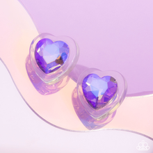 Load image into Gallery viewer, Paparazzi Heart-Pounding Haute - Purple Earrings
