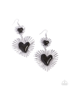 Paparazzi Sunburst Sweethearts - Black Earrings