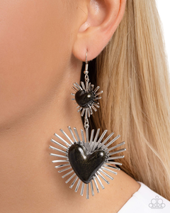 Paparazzi Sunburst Sweethearts - Black Earrings