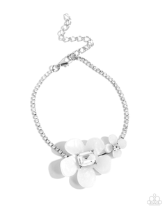 Paparazzi Dainty Deduction - White Necklace &  Paparazzi Dainty Devotee - White Bracelet Set