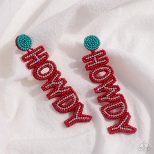 Paparazzi Howdy Headline - Red Earrings