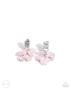 Paparazzi Stacked Sprigs - Pink Earrings (Clip-On)