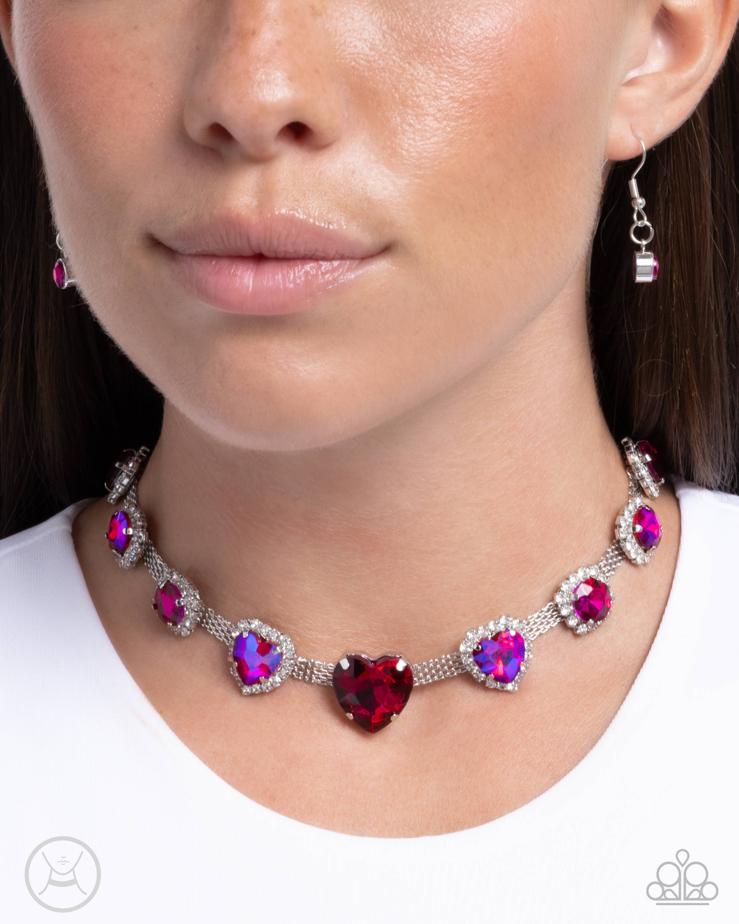 Paparazzi Valentines Vibe - Pink Necklace (Choker)