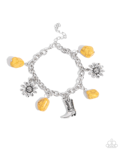 Paparazzi Cowboy Casanova - Yellow Necklace &  Paparazzi Badlands Beau - Yellow Bracelet Set