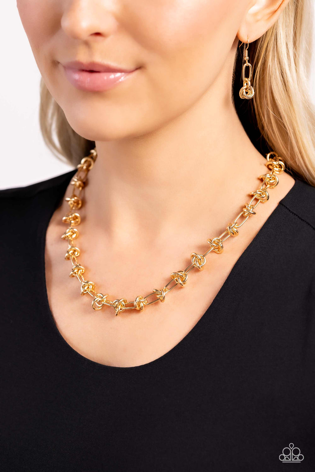 Paparazzi Knotted Kickoff - Gold Necklace