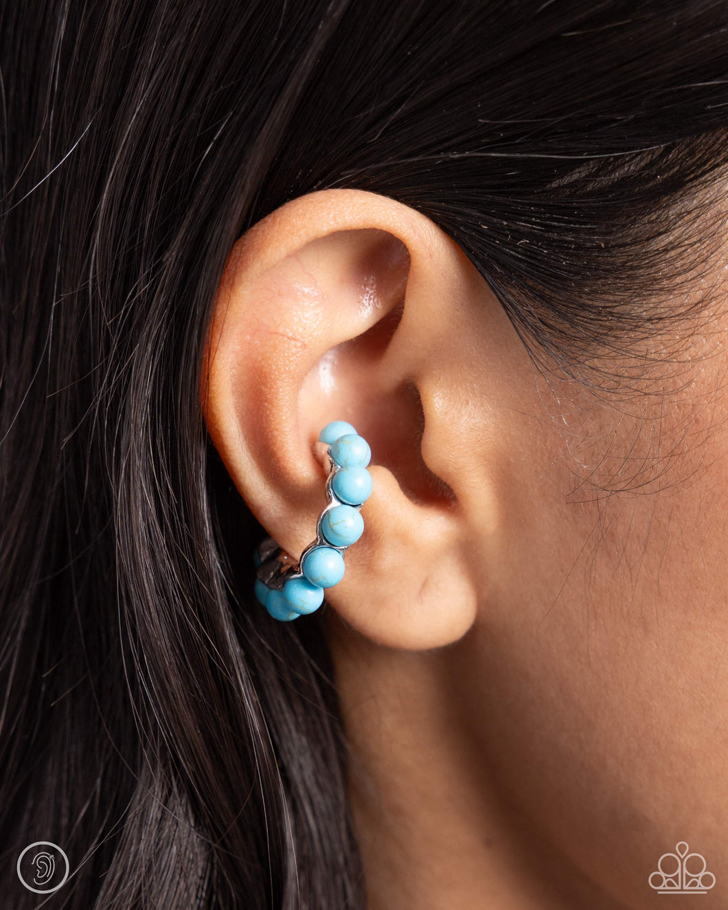 Paparazzi Southwestern Spiral - Blue Earrings (Ear Cuffs)