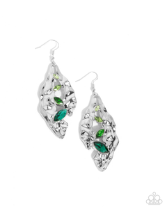 Paparazzi Hammered Hemisphere - Green Earrings