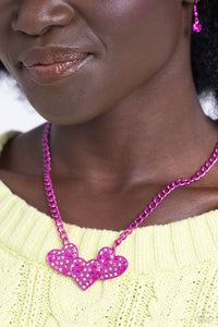 Paparazzi Low-Key Lovestruck - Pink Necklace & Paparazzi Lovestruck Lineup - Pink Bracelet Set