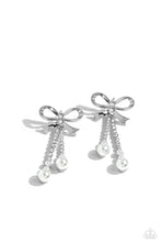 Load image into Gallery viewer, Paparazzi Bodacious Bow - White Earrings
