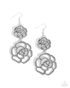 Paparazzi Reminiscent Rosette - Silver Earrings