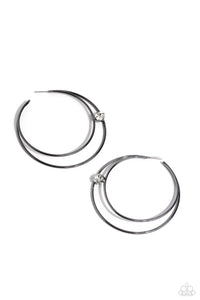 Paparazzi Theater HOOP - Black Earrings