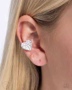 Paparazzi As Far As It GLOWS - White Earrings (Ear Cuff)