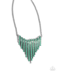 Paparazzi Fashionable Fringe - Green Necklace & Paparazzi Colored Cameo - Green Bracelet Set