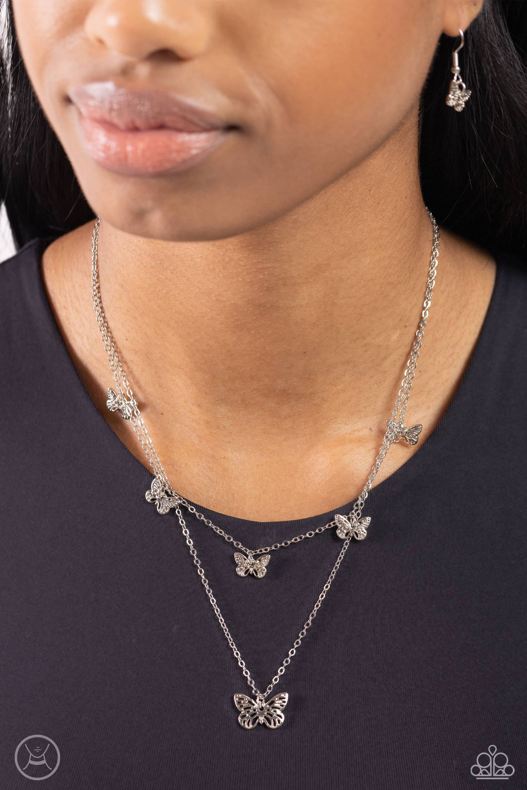 Paparazzi Butterfly Beacon - Silver Necklace