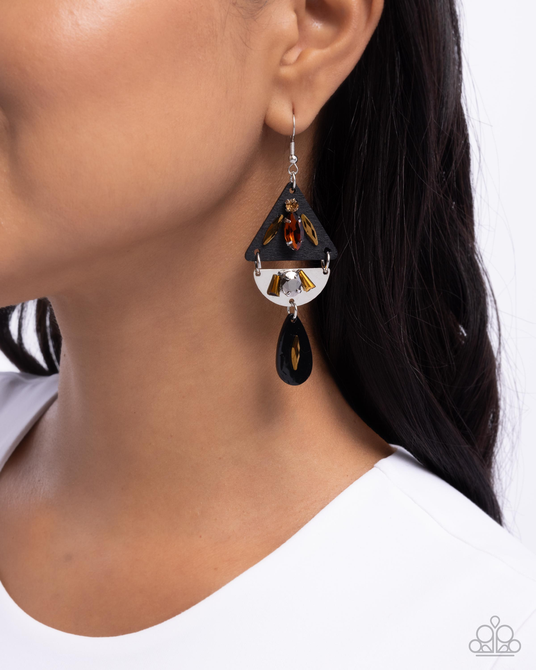 Paparazzi Abstract Articulation - Black Earrings