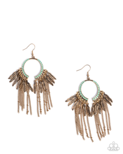 Load image into Gallery viewer, Paparazzi Free-Spirited Fringe - Green Earrings
