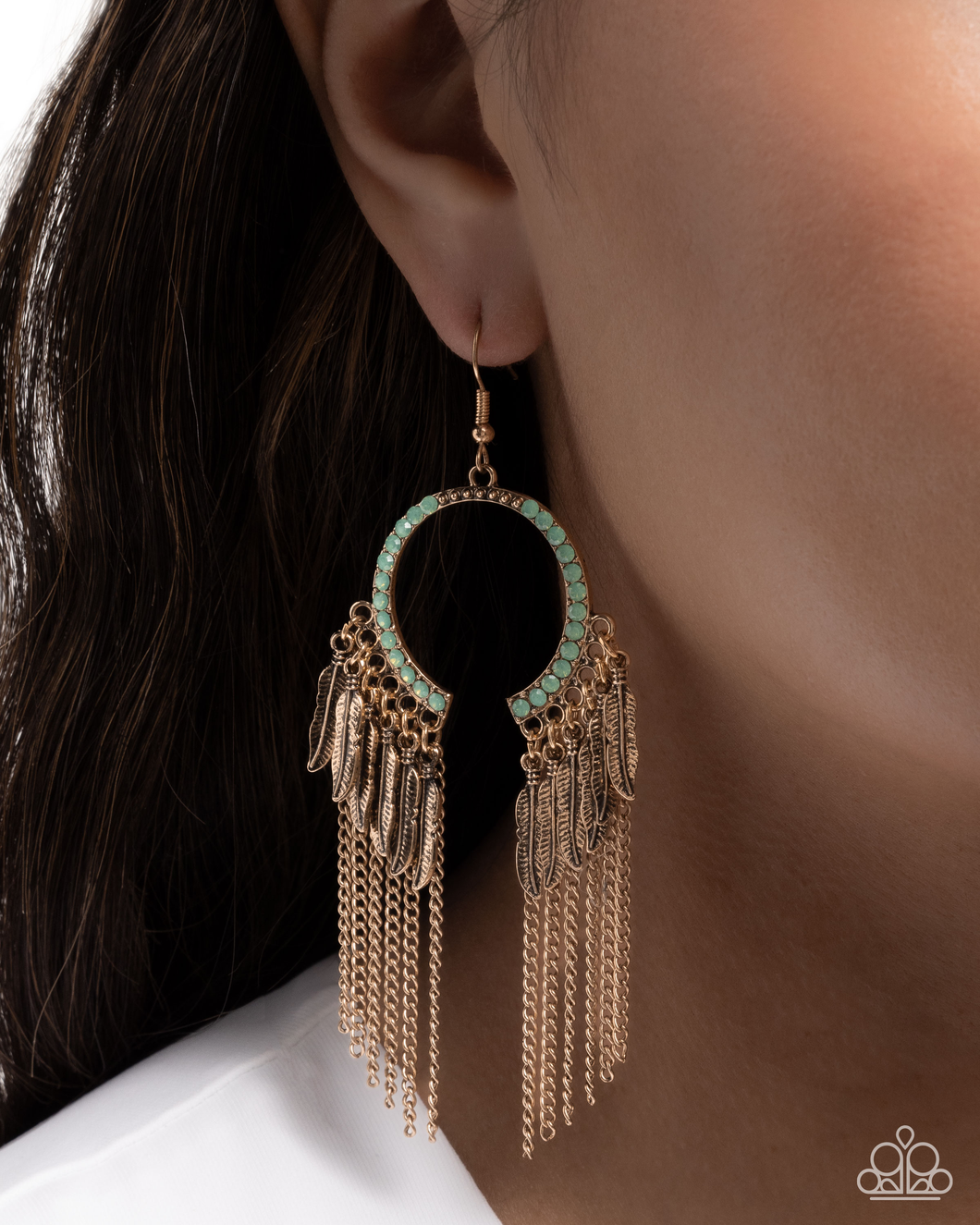Paparazzi Free-Spirited Fringe - Green Earrings