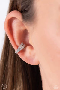 Paparazzi Pronged Parisian - White Earrings (Ear Cuff)