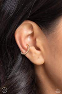 Paparazzi Twisted Travel - Gold Earrings (Ear Cuffs)