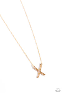 Paparazzi Leave Your Initials - Gold - X Necklace