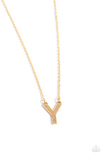 Load image into Gallery viewer, Paparazzi Leave Your Initials - Gold - Y Necklace
