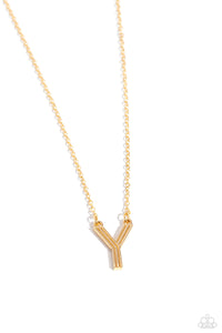 Paparazzi Leave Your Initials - Gold - Y Necklace