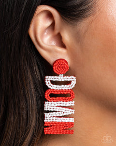 Paparazzi Touchdown Texture - Red Earrings