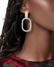 Load image into Gallery viewer, Paparazzi Guarded Glitz - White Earrings (Clip On)
