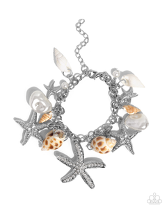 Paparazzi Seashell Shanty - White Necklace & Paparazzi Seashell Song - White Bracelet Set