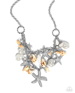 Paparazzi Seashell Shanty - White Necklace & Paparazzi Seashell Song - White Bracelet Set