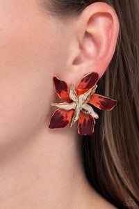 Paparazzi Warped Wallflower - Red Earrings