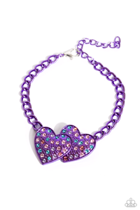 Paparazzi Low-Key Lovestruck - Purple Necklace &  Paparazzi Lovestruck Lineup - Purple Bracelet