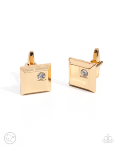 Paparazzi Solitaire Street Cred - Gold Cuff Links