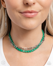 Load image into Gallery viewer, Paparazzi LAYER of the Year - Green Necklace (Choker)
