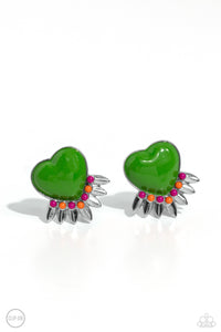 Paparazzi Spring Story - Green Earrings (Clip-On)