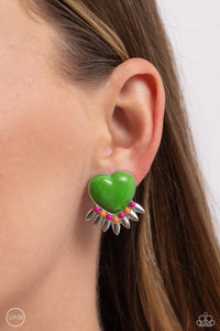 Paparazzi Spring Story - Green Earrings (Clip-On)
