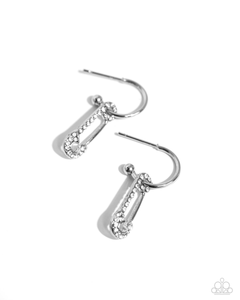 Paparazzi Safety Pin Sentiment - White Earrings