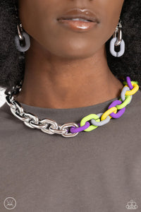 Paparazzi Contrasting Couture - Silver Necklace & Paparazzi Candid Contrast - Silver Bracelet Set